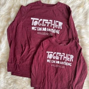 Matching “Together We Can Do Anything #familygoals” family long sleeve shirt